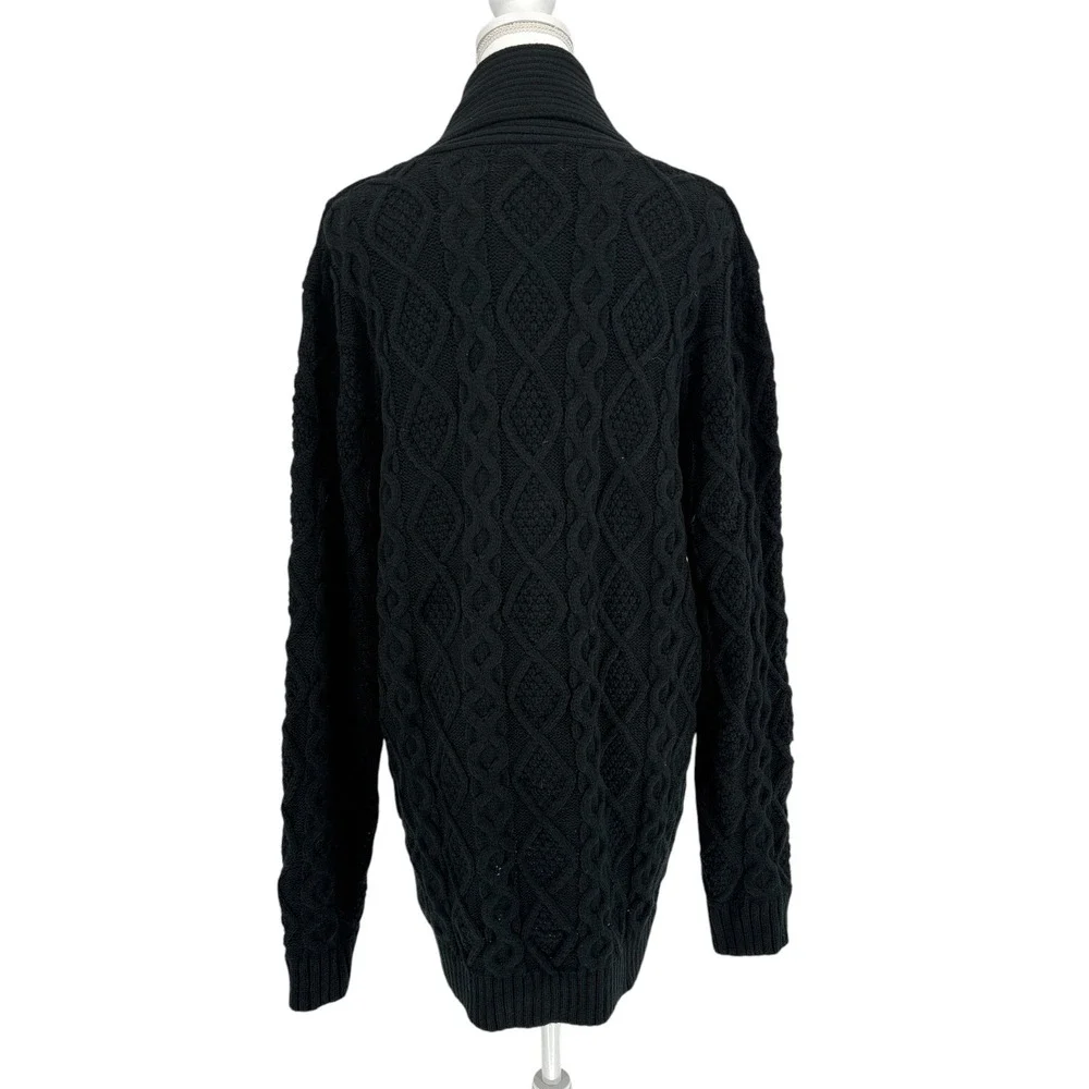 Paul Jones Men's Black Cable Knit Shawl Collar Cardigan Sweater Size Large NWT
